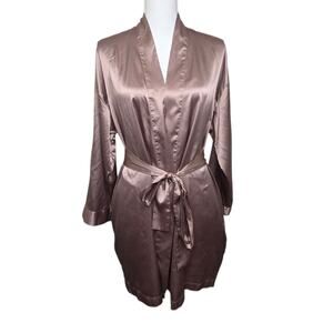 Victoria's‎ Secret Tan Silky Satin Kimono Short Wrap Robe One Size Fits Most Y2K